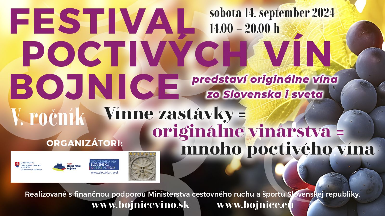 Bojnický festival poctivých vín opäť predstaví originálne vína zo Slovenska i sveta