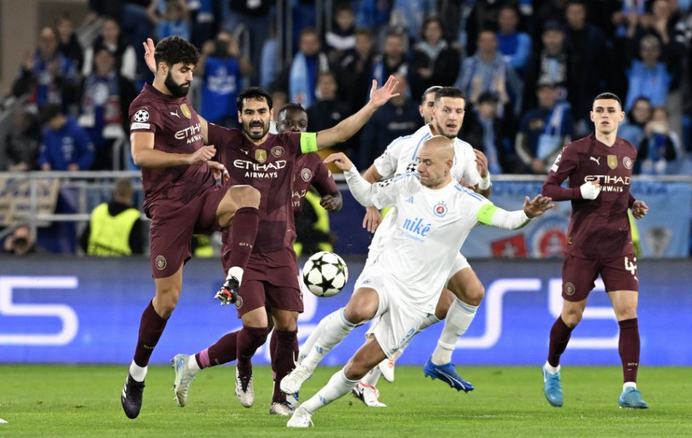 BOJOVNÝ VÝKON BELASÝCH: Slovan Bratislava prehral s Manchestrom City 0:4 (Liga majstrov 2024)